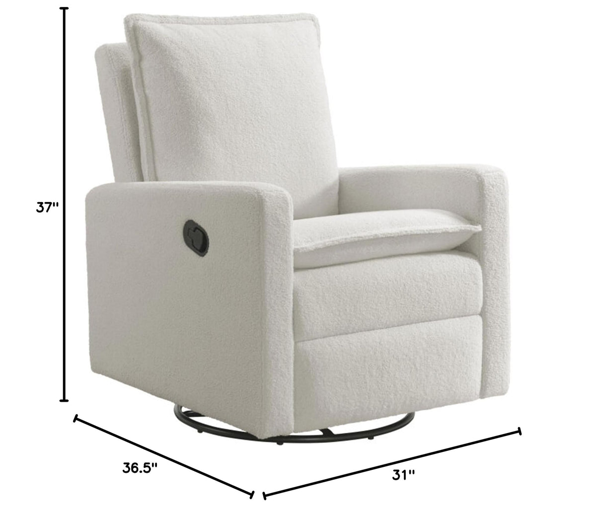 White Boucle Swivel Glider Recliner Q46007