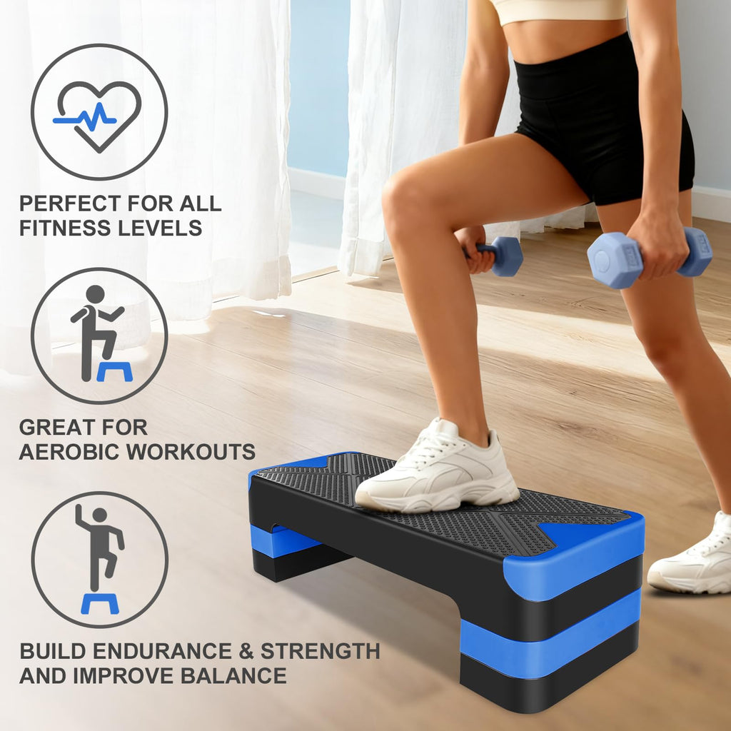 27" Adjustable Aerobic Step Platform with 4 Risers I860