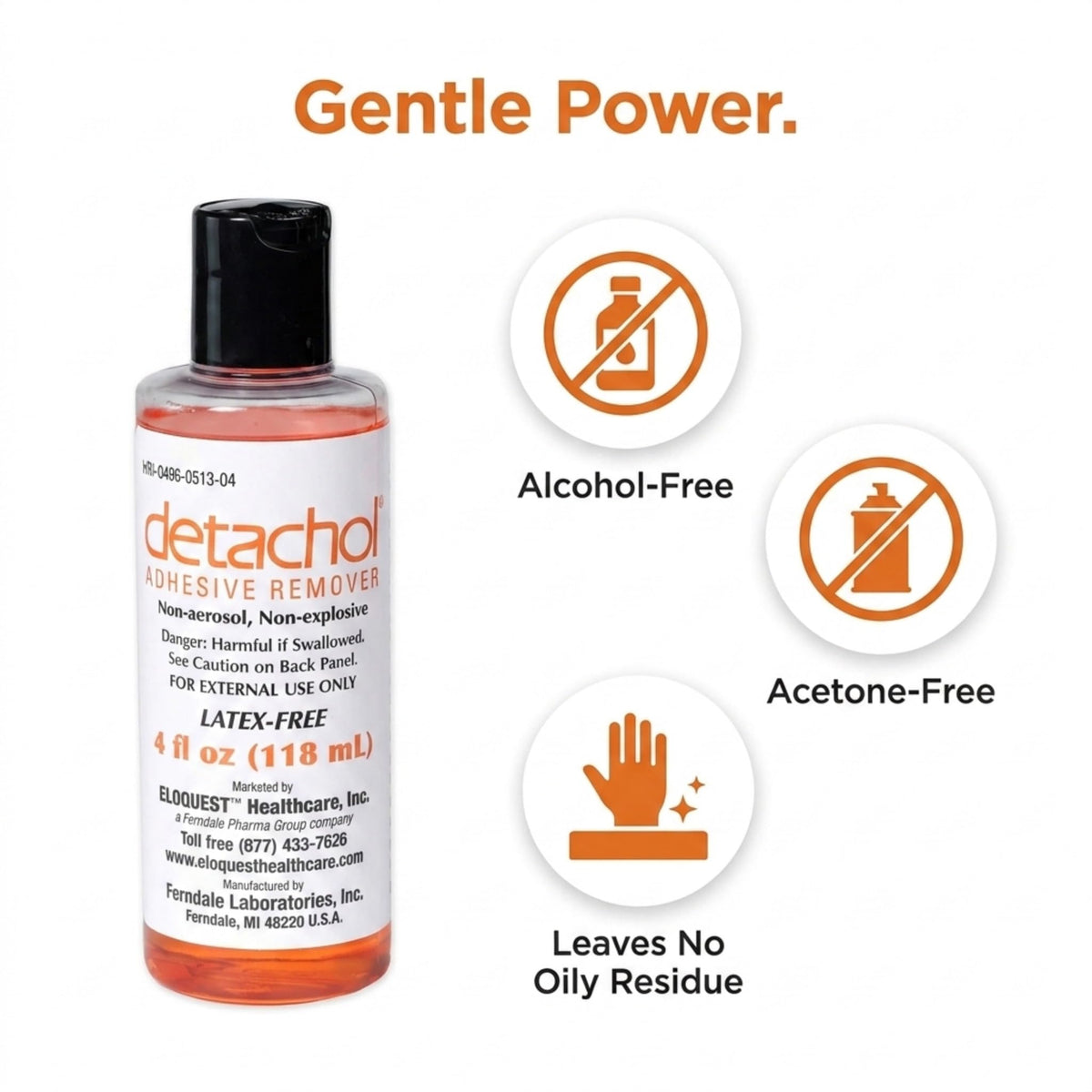 Adhesive Remover 2oz Bottle Alcohol and Acetone Free V19045