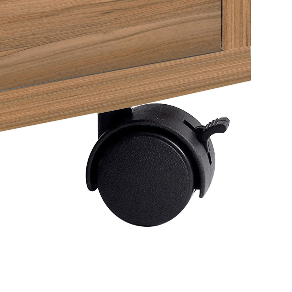 23.6in Rolling Nightstand with 2 Drawers and Shelf Oak Z683209