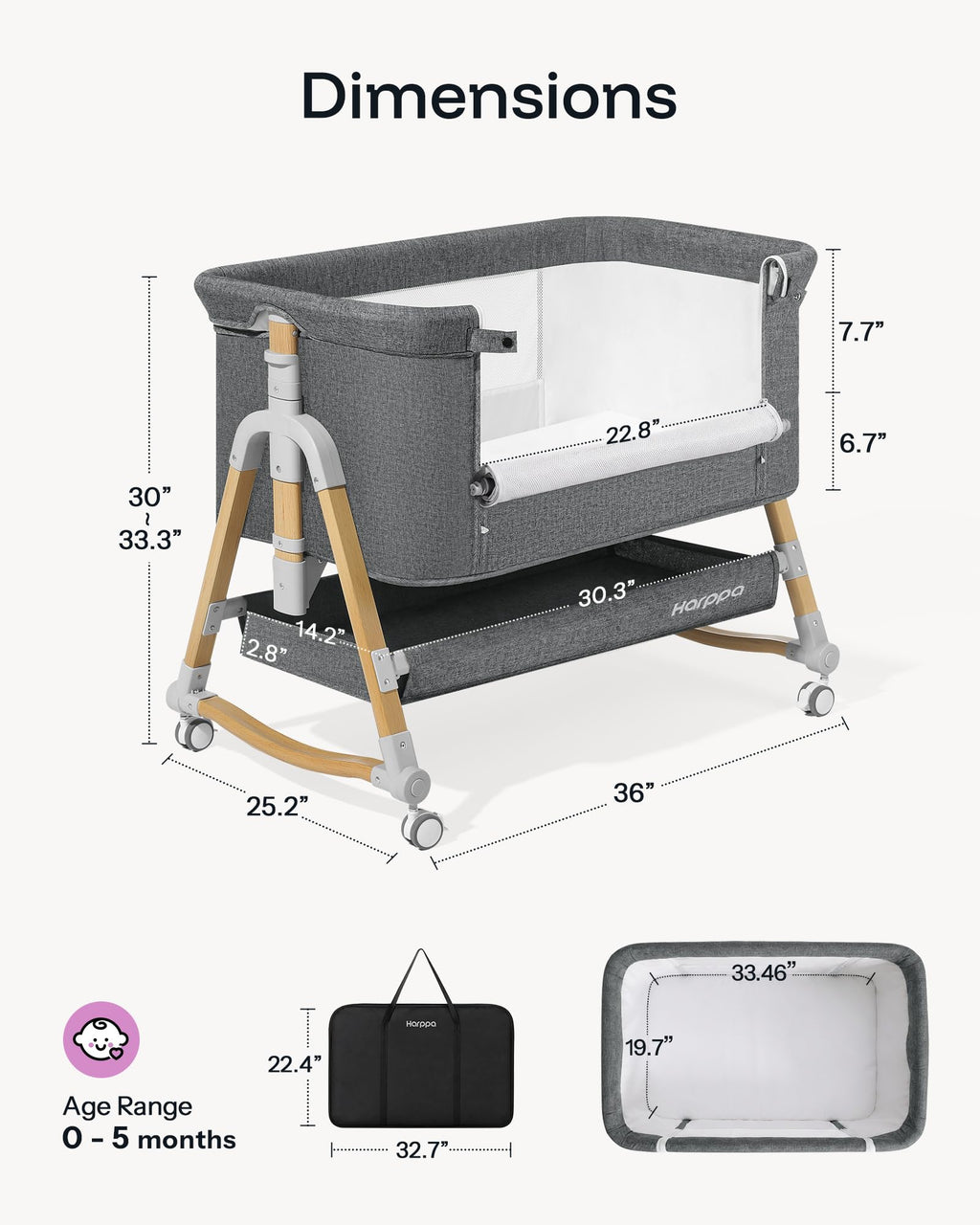 3 in 1 Baby Bassinet with Mattress L5853