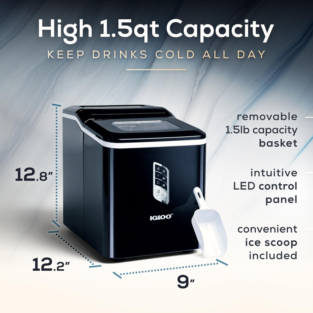Portable Ice Maker with Scoop and LED Control Panel Y487285