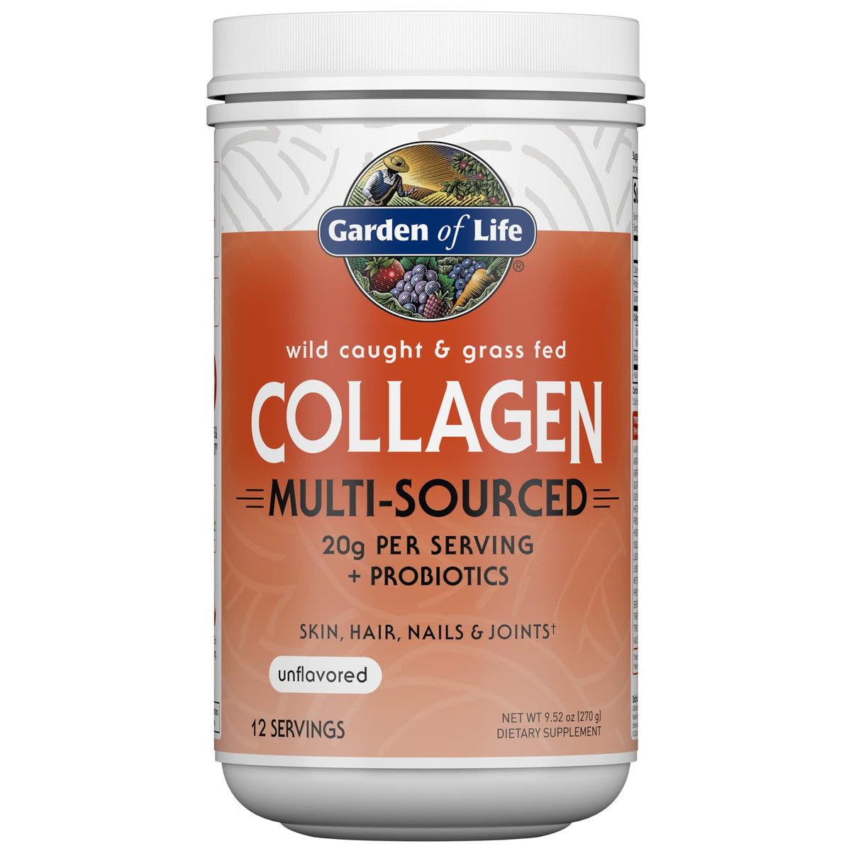 Marine & Grass-Fed Collagen Peptides Powder with Probiotics & BCAAs Unflavored C66063