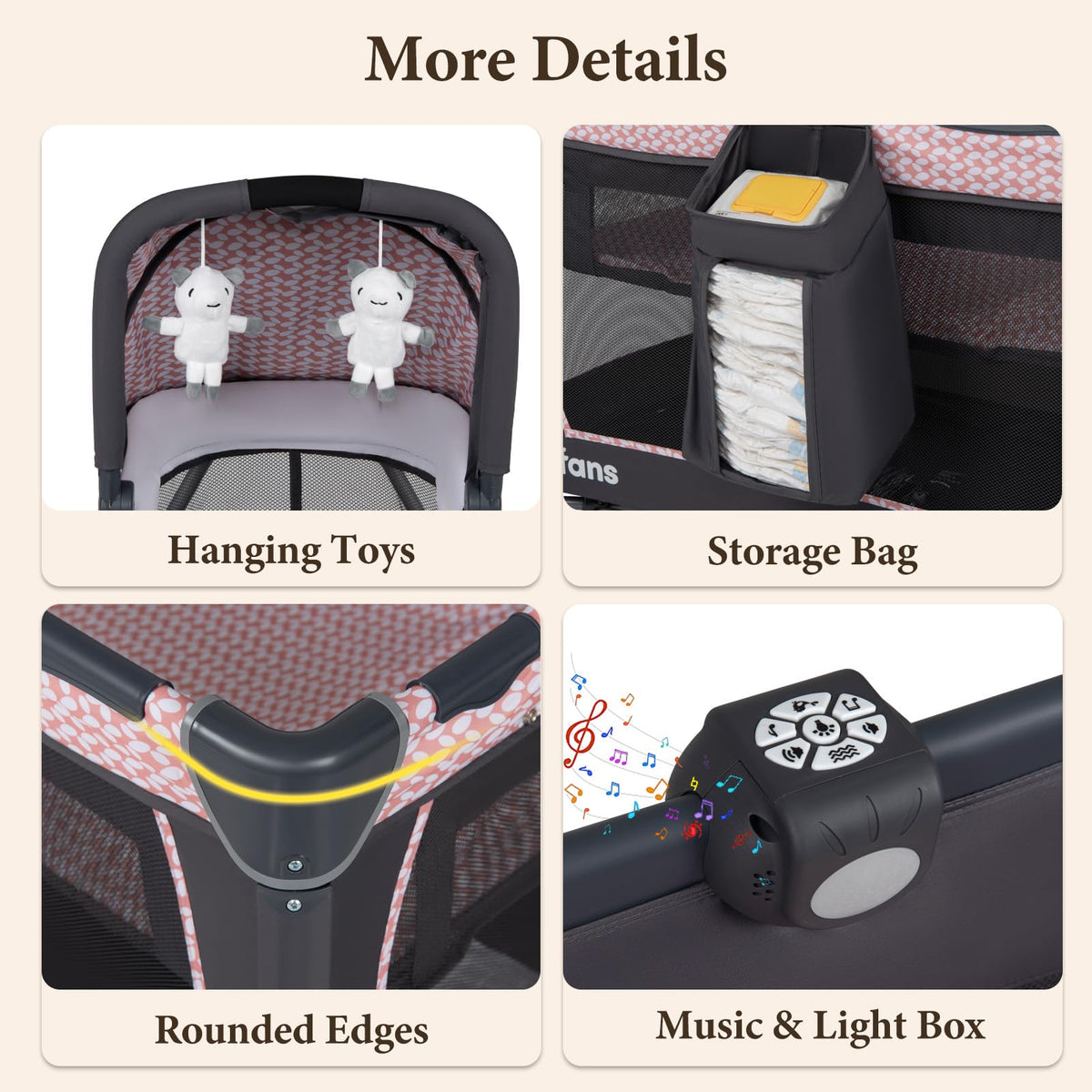 5 in 1 Pack and Play with Bassinet D9631