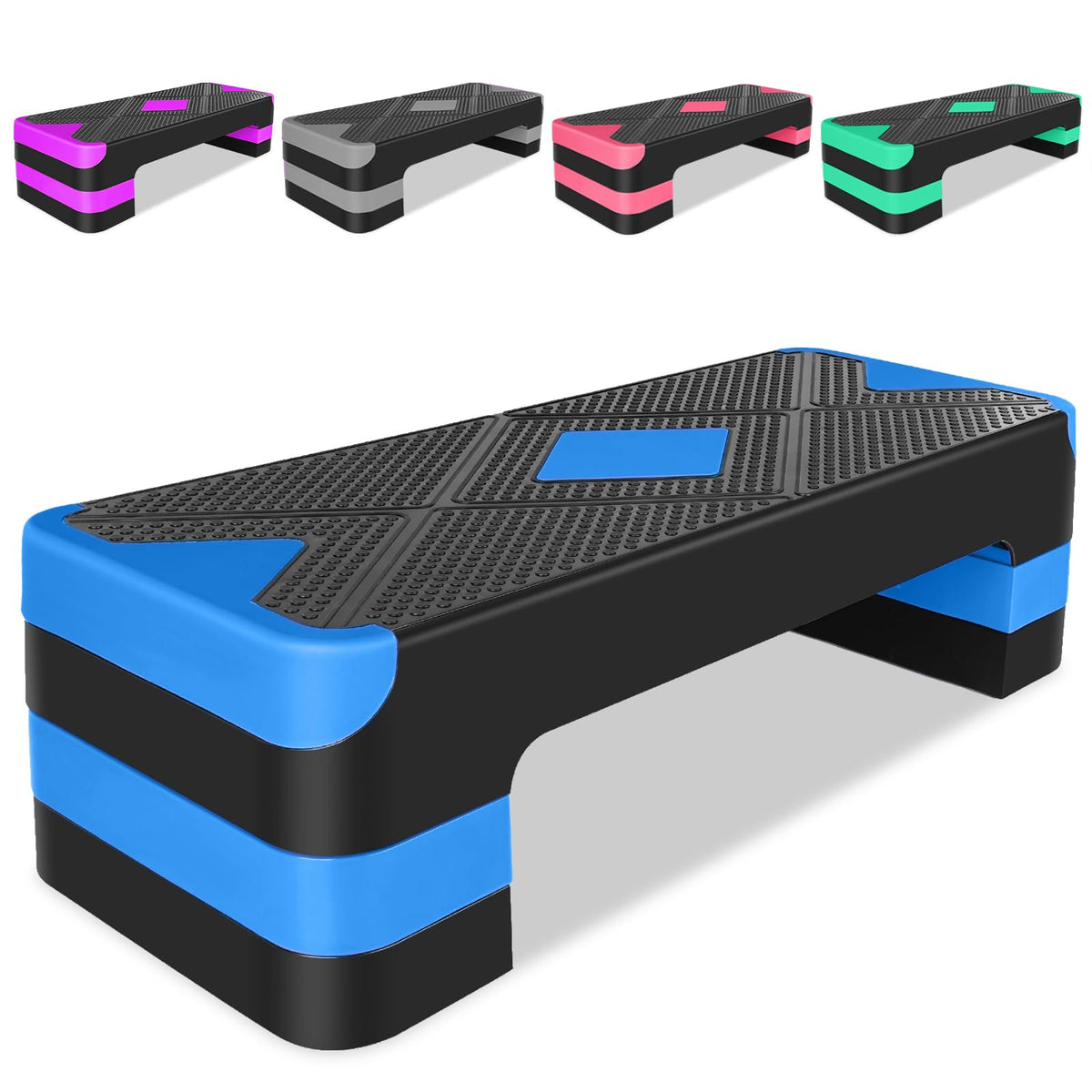27" Adjustable Aerobic Step Platform with 4 Risers I860