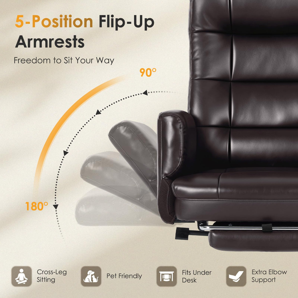 Big and Tall Ergonomic Office Chair with Foot Rest, Brown Z8621