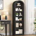 75.8" Tall Narrow 6-Tier Arched Wooden Bookshelf, Black Z61455