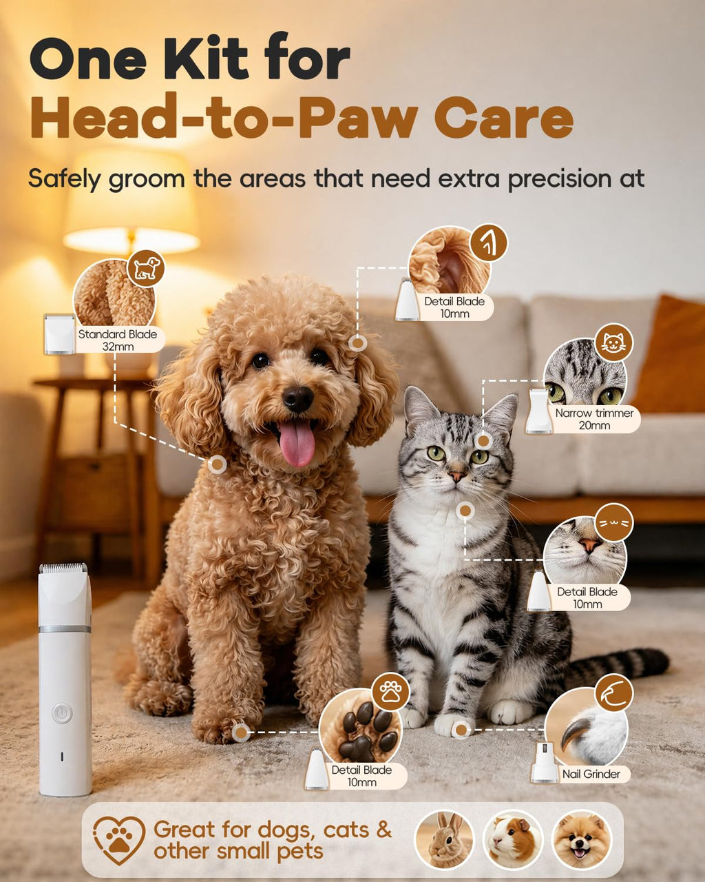4 in 1 Dog Clippers Grooming Kit with Paw Hair Trimmer G79424