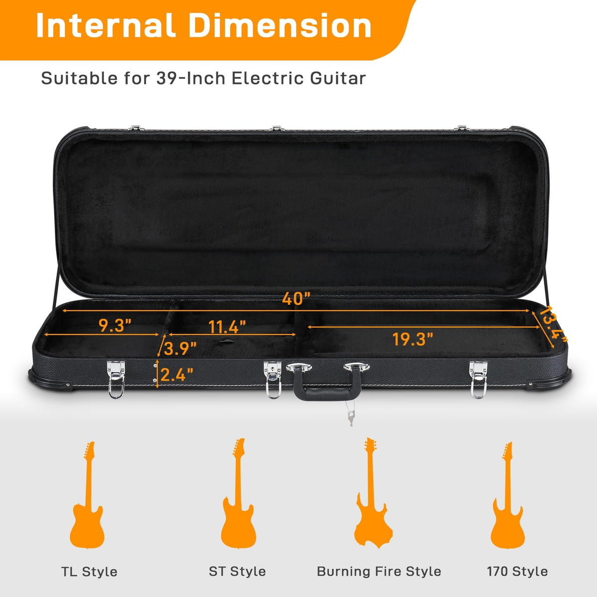 Black Electric Guitar Hard Case V649331