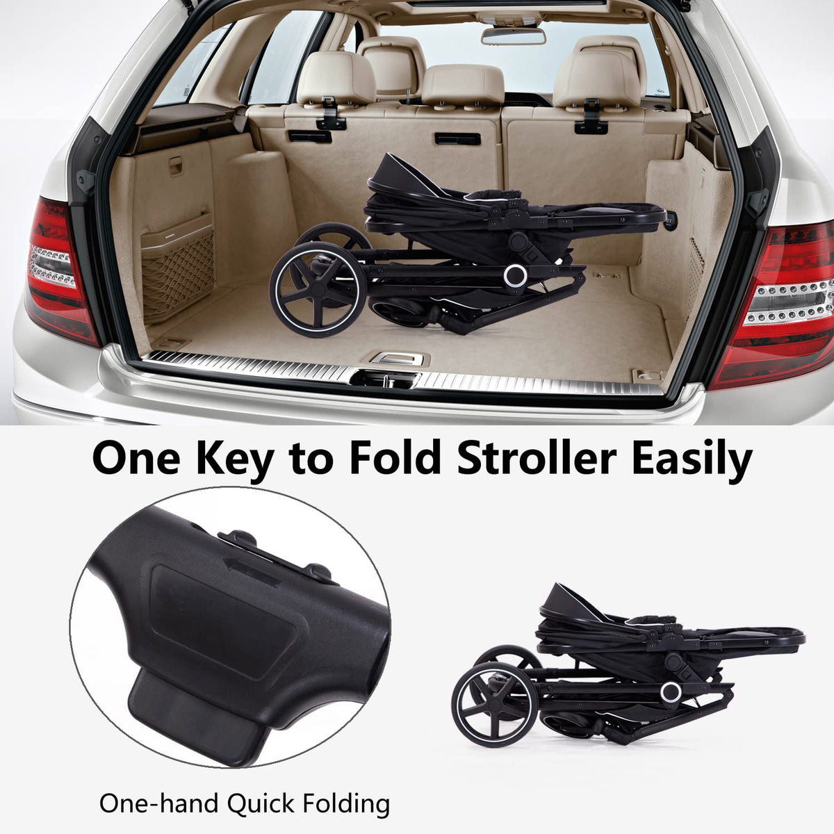 2-in-1 Folding Baby Stroller with Reversible Seat U19291