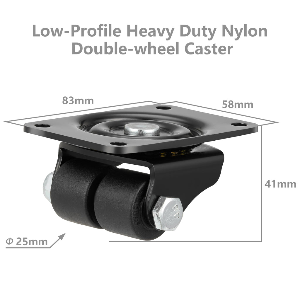 1 Inch Set of 4 Heavy Duty Swivel Caster Wheels Black T934424