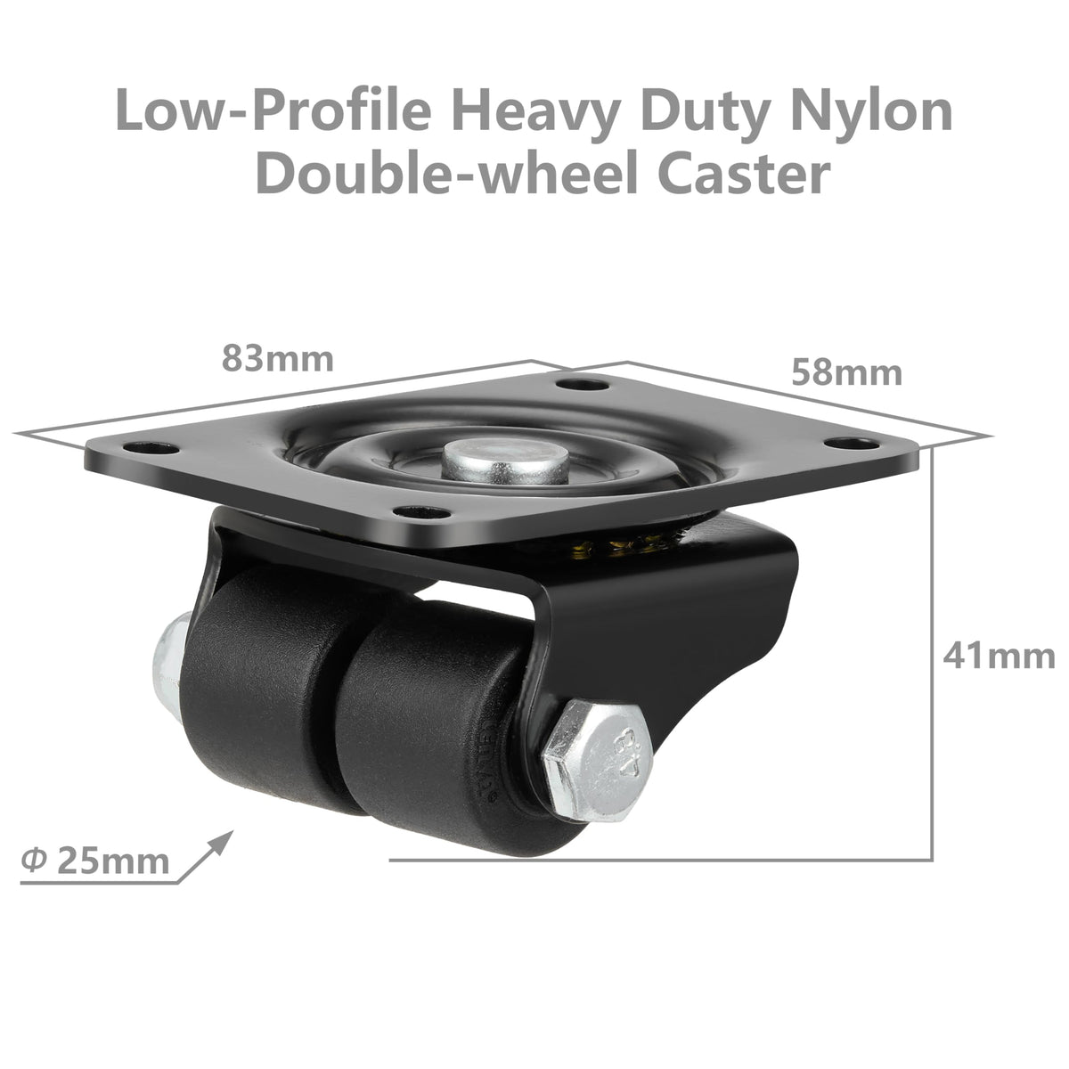 1 Inch Set of 4 Heavy Duty Swivel Caster Wheels Black T934424