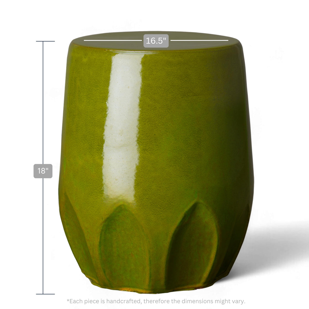 Glossy Glaze Green Round Stoneware Garden Stool S769