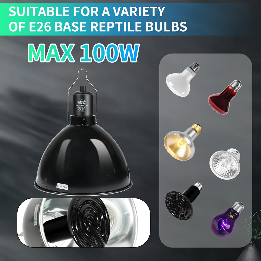 5.5 Inch Deep Dome Reptile Light Fixture with Dimming Thermostat A210