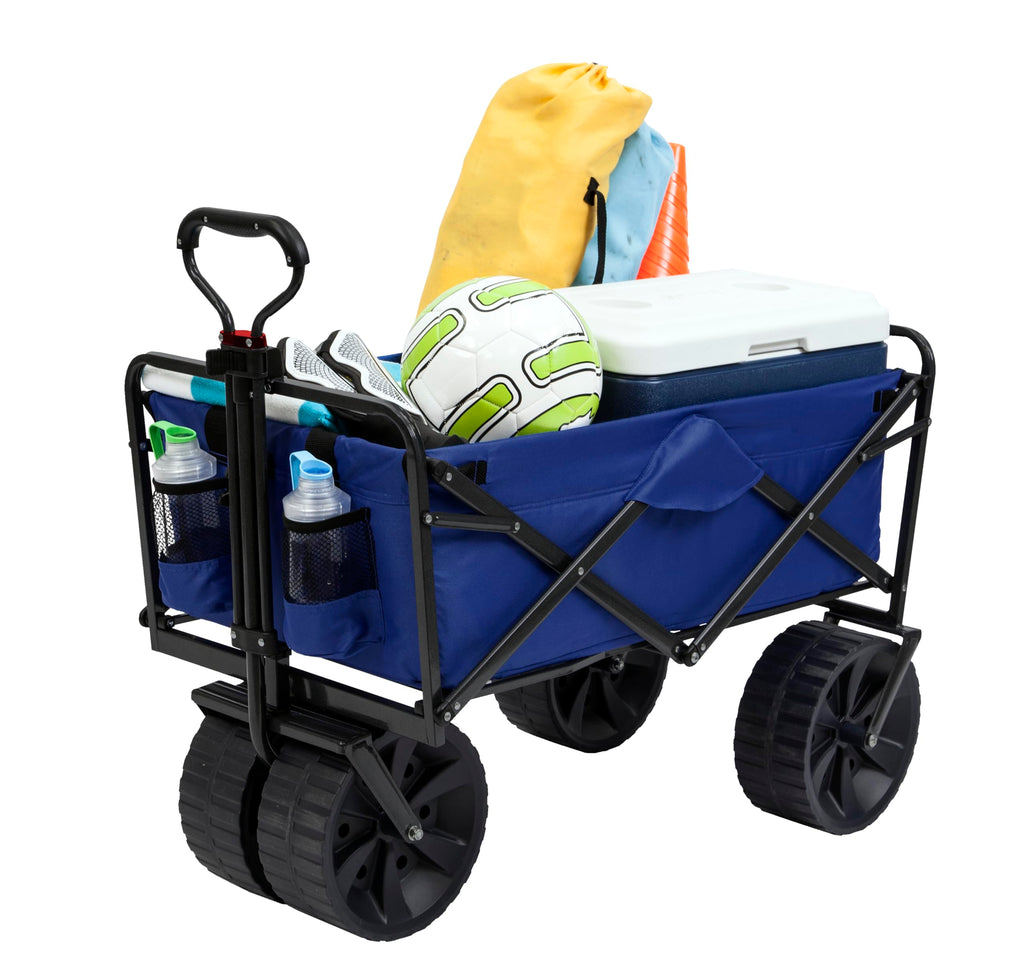 Blue Black Collapsible All Terrain Utility Beach Wagon Cart D69761
