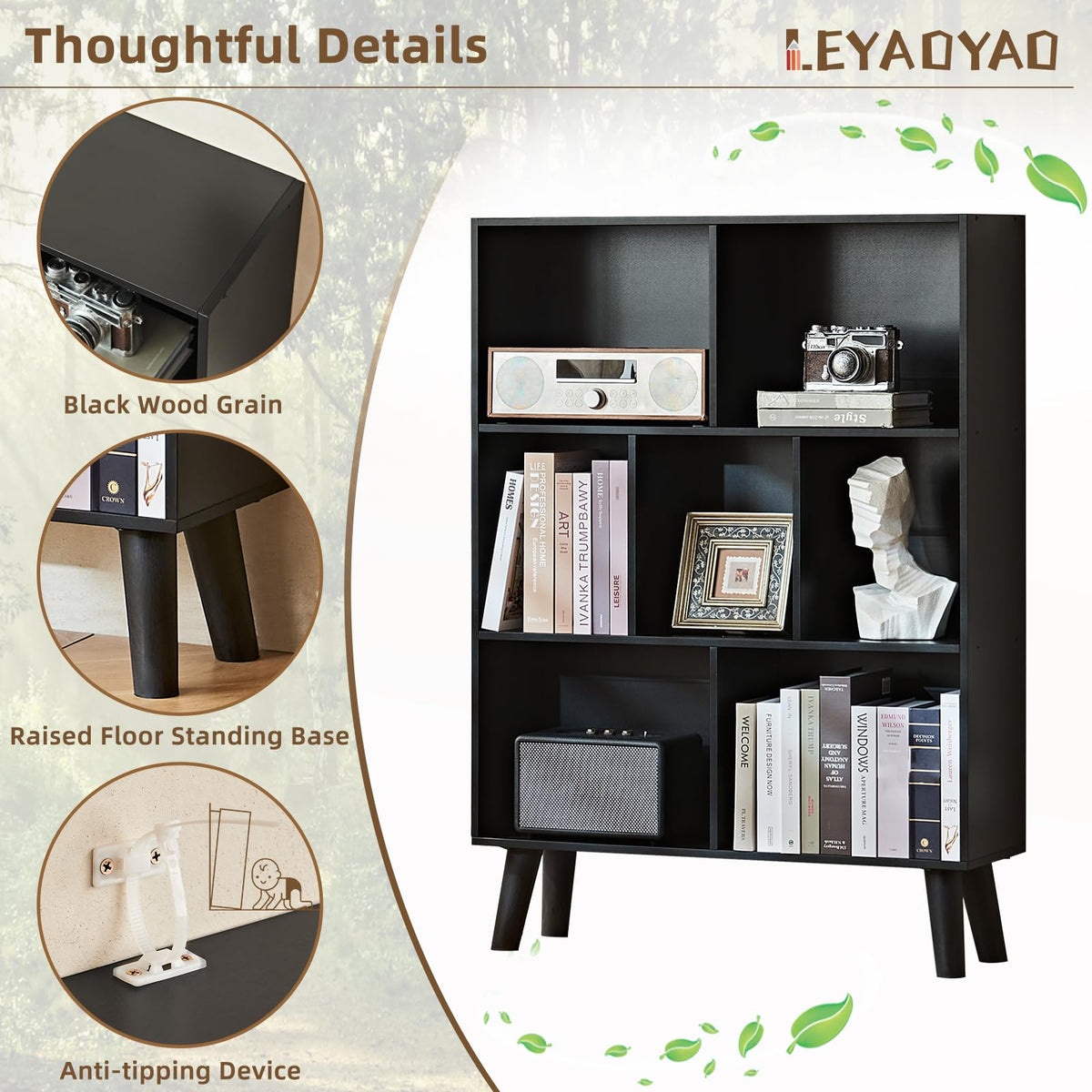 Black Cube Bookshelf with Legs Y81159