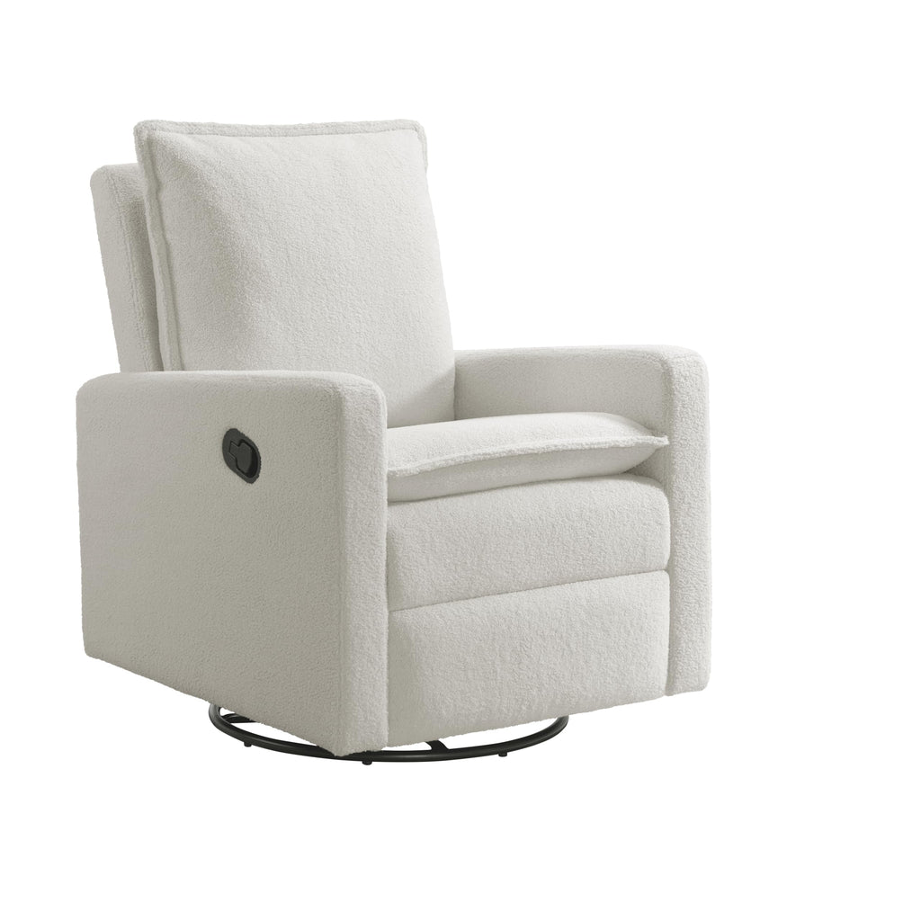 White Boucle Swivel Glider Recliner Q46007