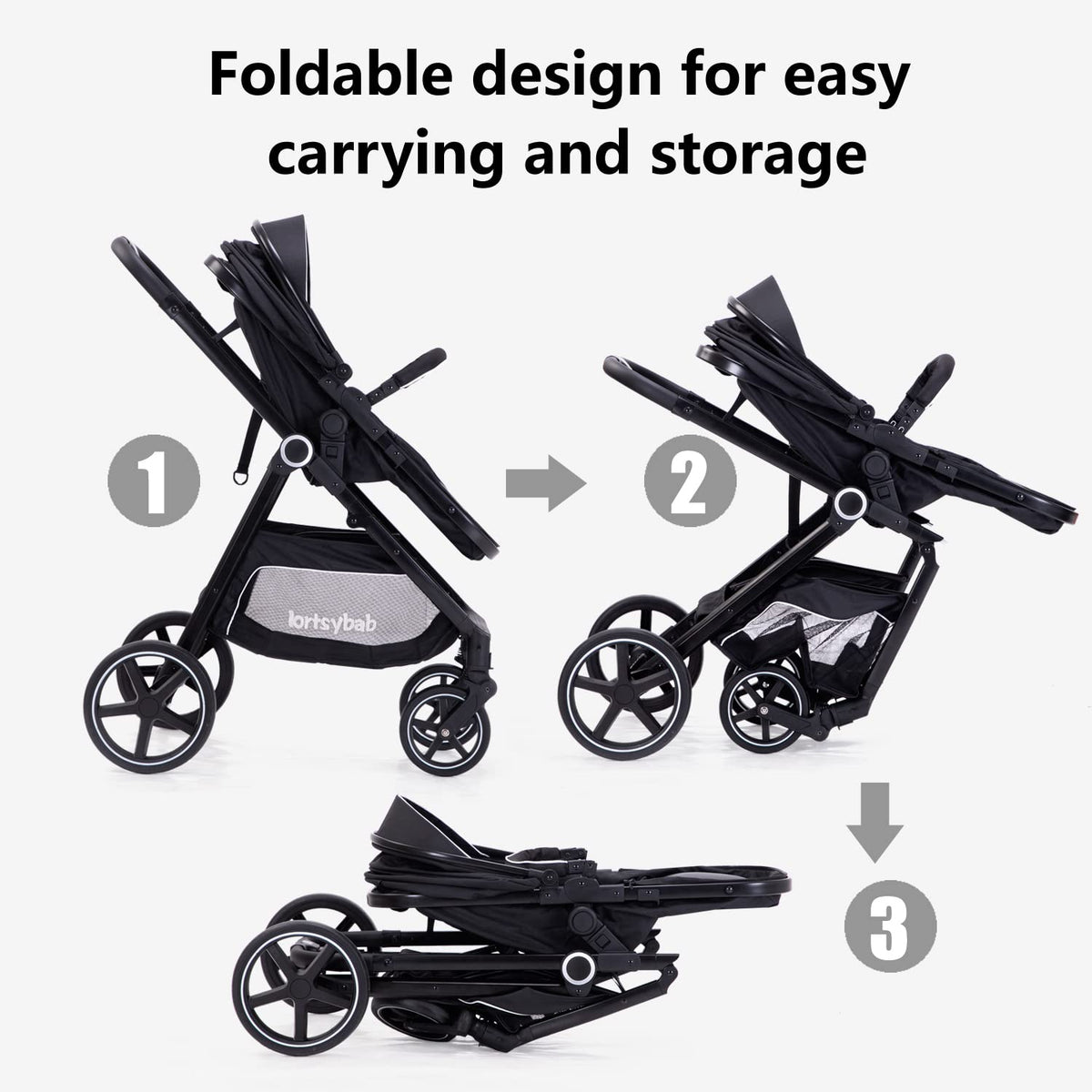 2-in-1 Folding Baby Stroller with Reversible Seat U19291