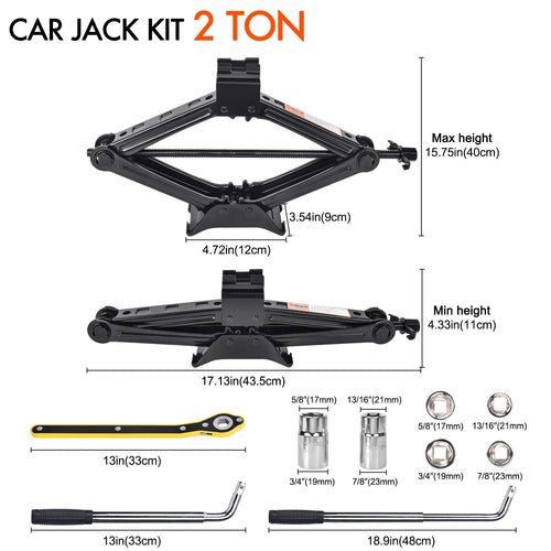 2 Ton Scissor Car Jack with Lug Wrench V20342