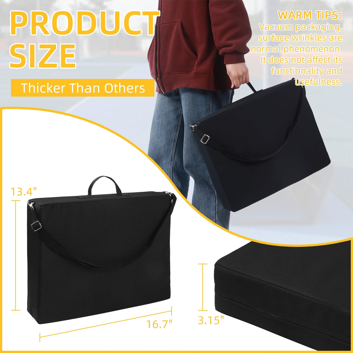 2 Pcs 3.15" Thick Bleacher Seat Cushions with Handle K7709