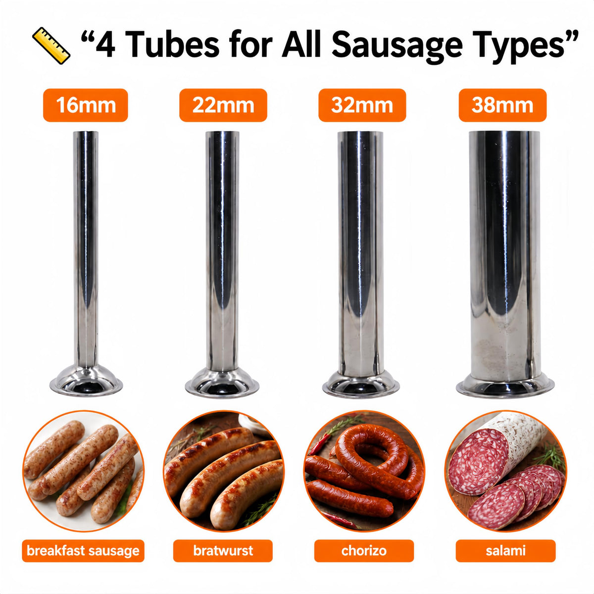 3L Stainless Steel Manual Sausage Stuffer with 4 Tubes N833