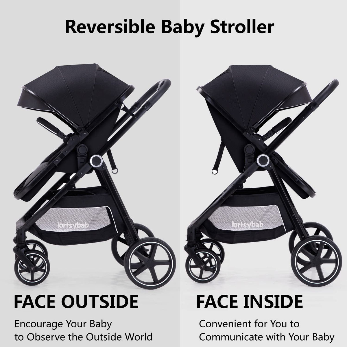 2-in-1 Folding Baby Stroller with Reversible Seat U19291