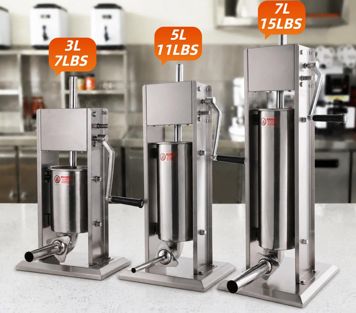3L Stainless Steel Manual Sausage Stuffer with 4 Tubes N833