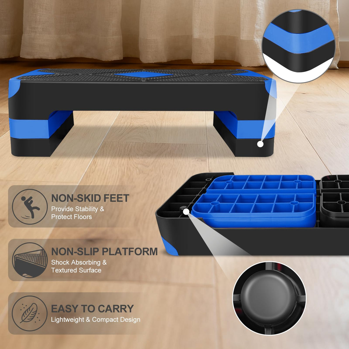 27" Adjustable Aerobic Step Platform with 4 Risers I860
