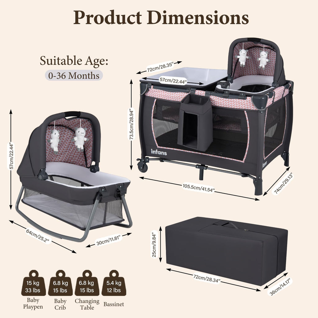5 in 1 Pack and Play with Bassinet D9631
