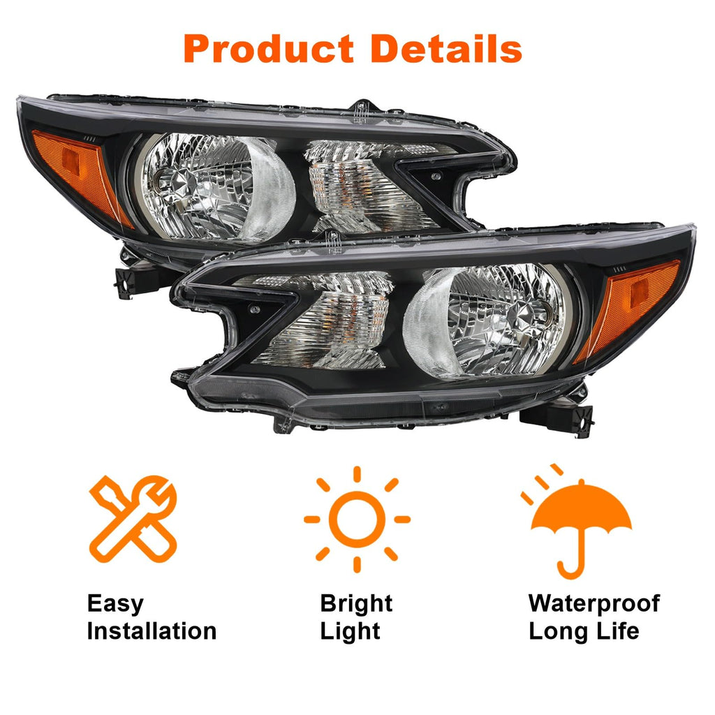 Black Halogen Headlights Assembly X24513