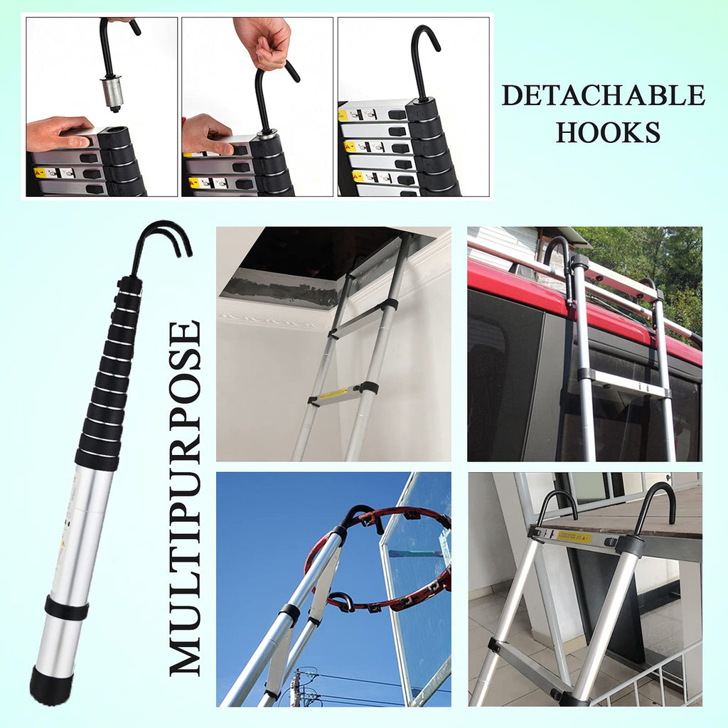 20.5FT Aluminum Telescoping Ladder with 2 Detachable Hooks N198639