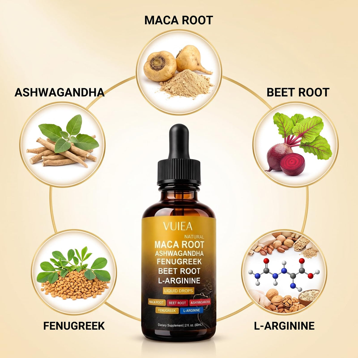 Liquid Maca Root Supplement with Ashwagandha, Fenugreek & Beet Root J7773