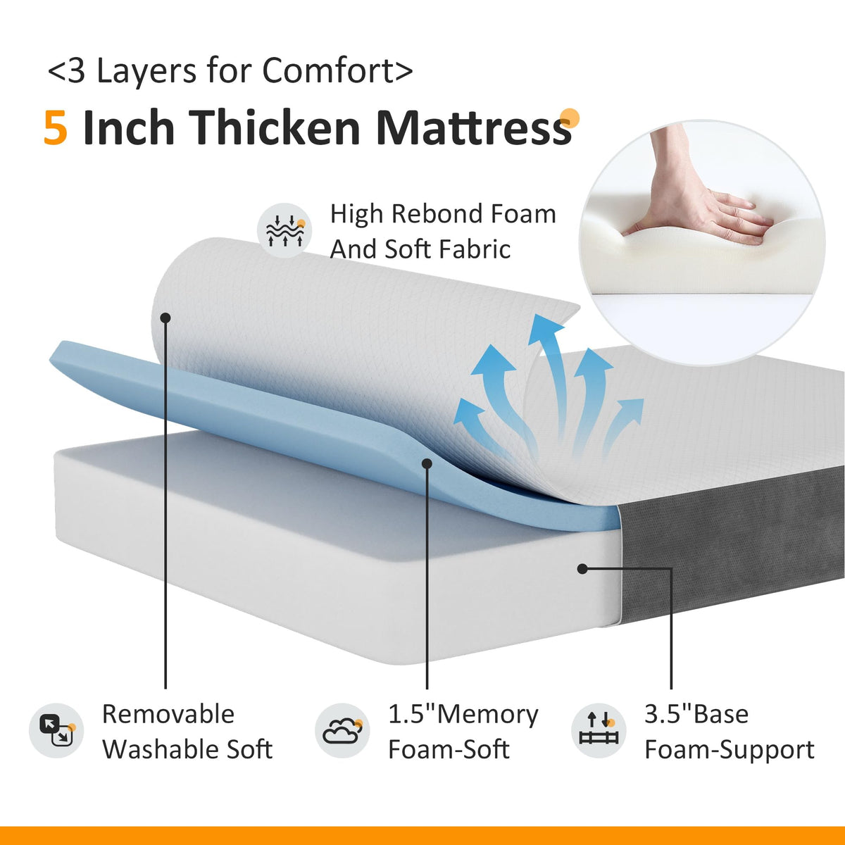Full Size Folding Bed with Memory Foam Mattress I9561