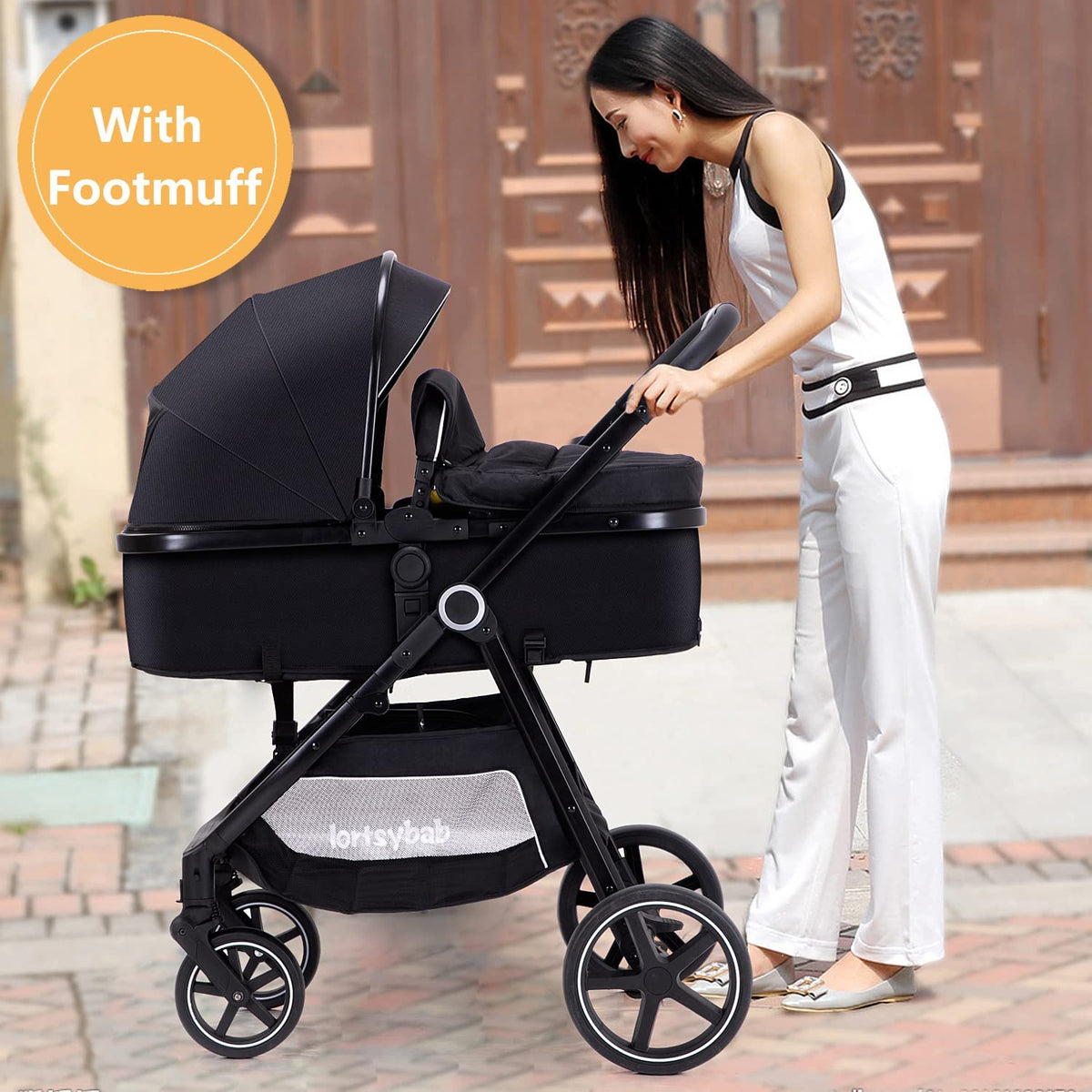 2-in-1 Folding Baby Stroller with Reversible Seat U19291