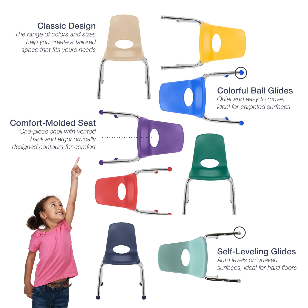 18" Light Gray School Stack Chair Y27709