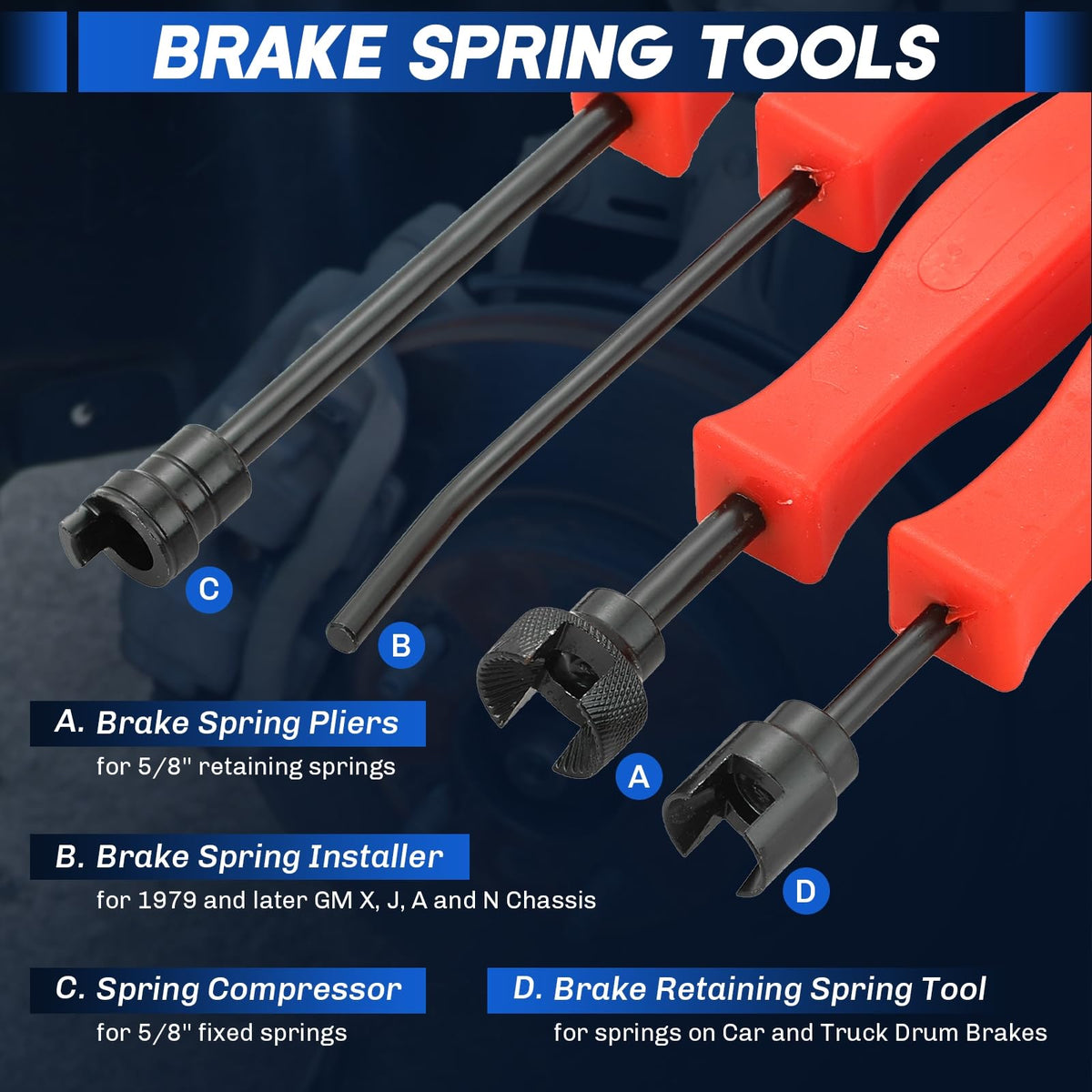 Heavy-Duty Disc Brake Caliper Tool & Drum Brake Tool I782