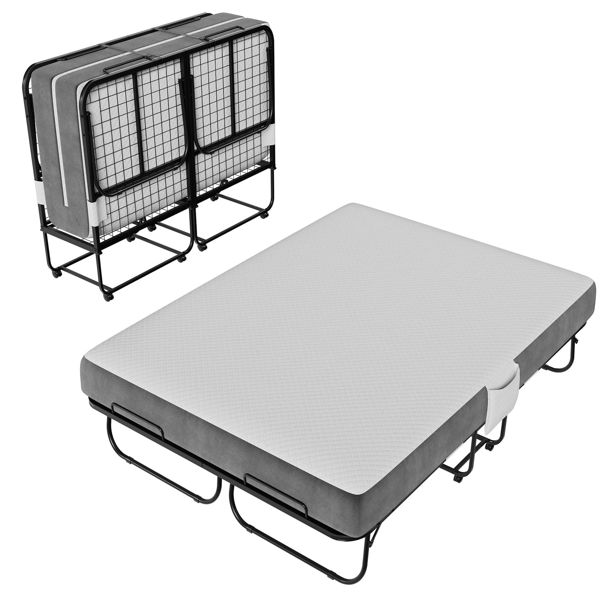 Full Size Folding Bed with Memory Foam Mattress I9561