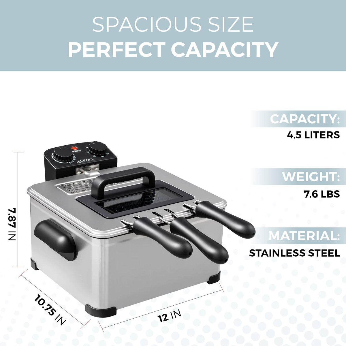4.5L Stainless Steel Electric Deep Fryer with Basket U438774