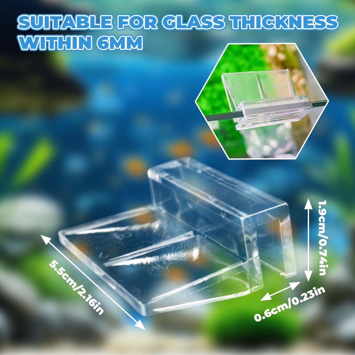 8 Pack Transparent Acrylic Aquarium Lid with Clips F706414