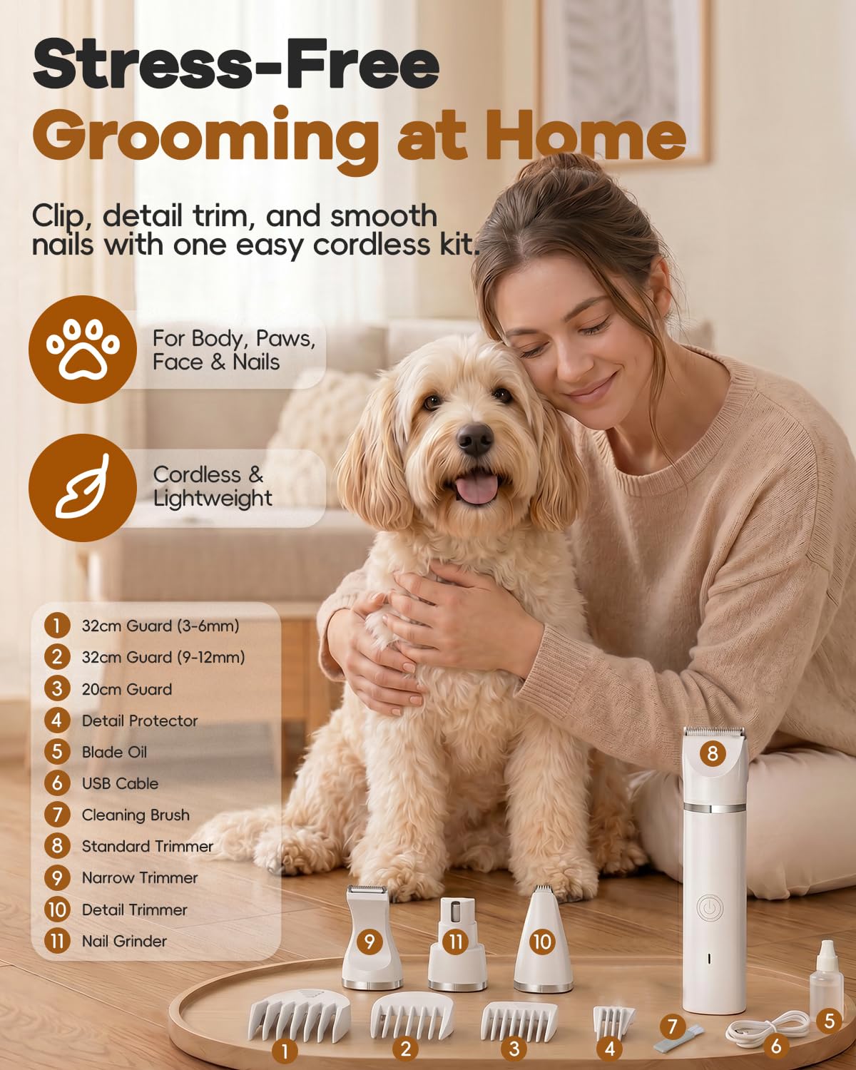 4 in 1 Dog Clippers Grooming Kit with Paw Hair Trimmer G79424