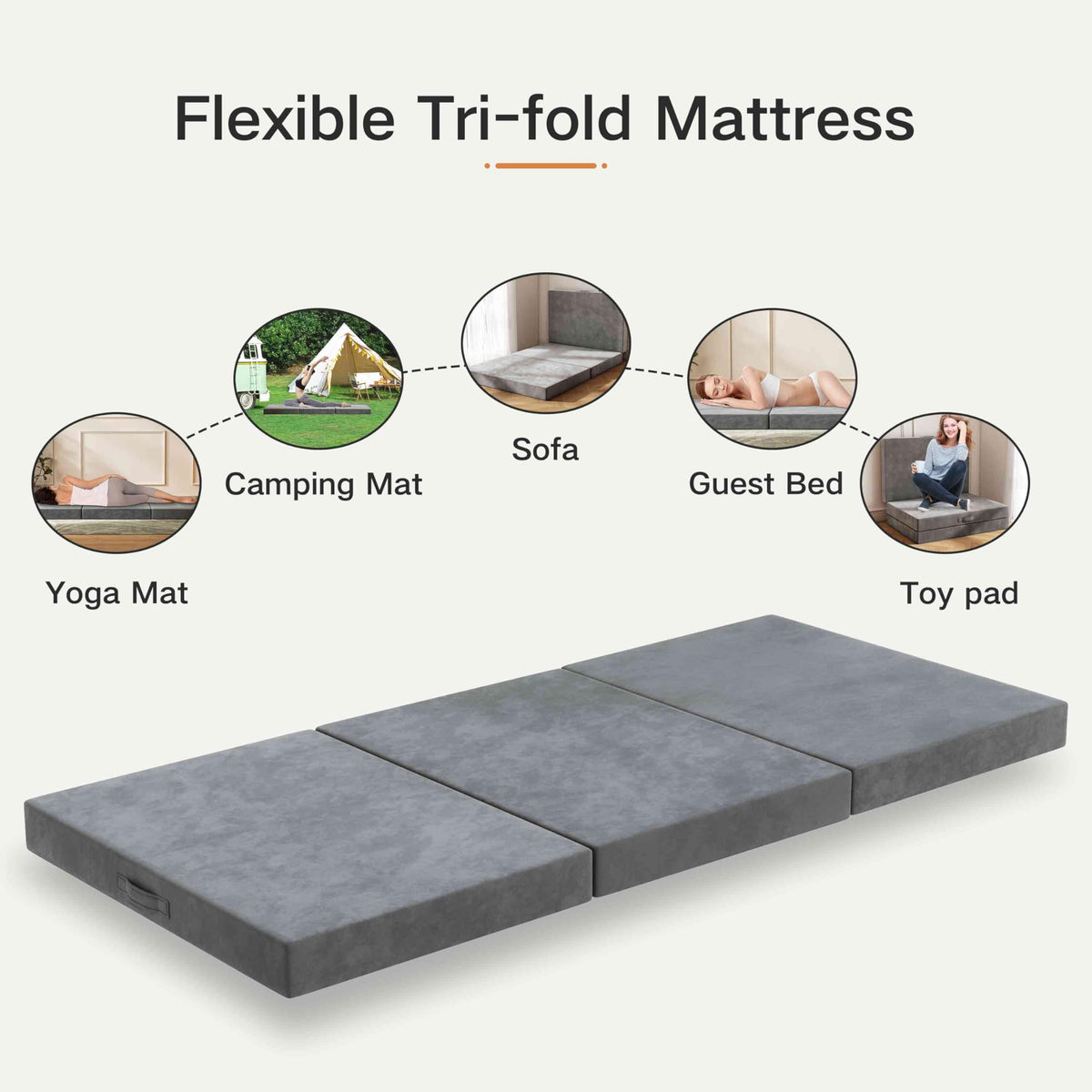 4 Inch Single Tri-Fold Mattress Topper R133599