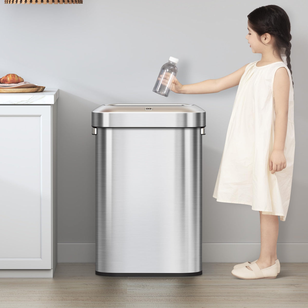 24 Gallon 90 Liter Open Top Stainless Steel Slim Trash Can M9106