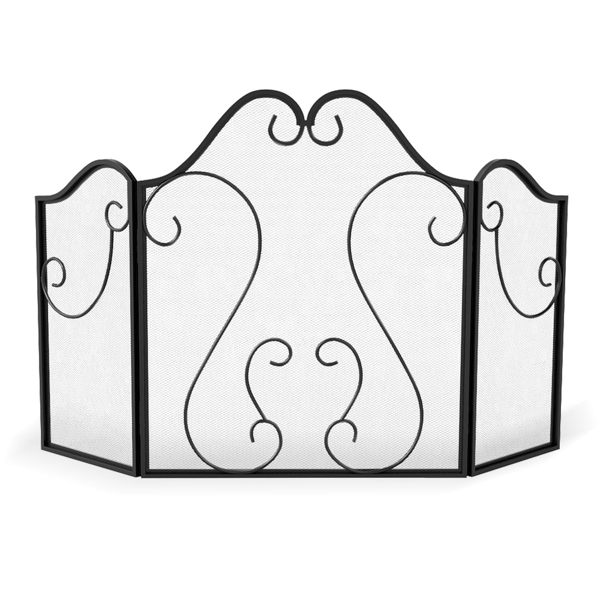 3-Panel Folding Fireplace Screen with Metal Mesh Y9979