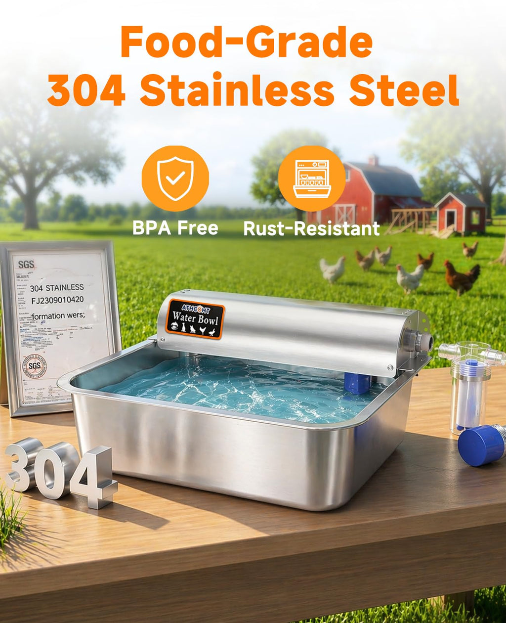 Automatic Chicken Waterer 304 Stainless Steel O1220