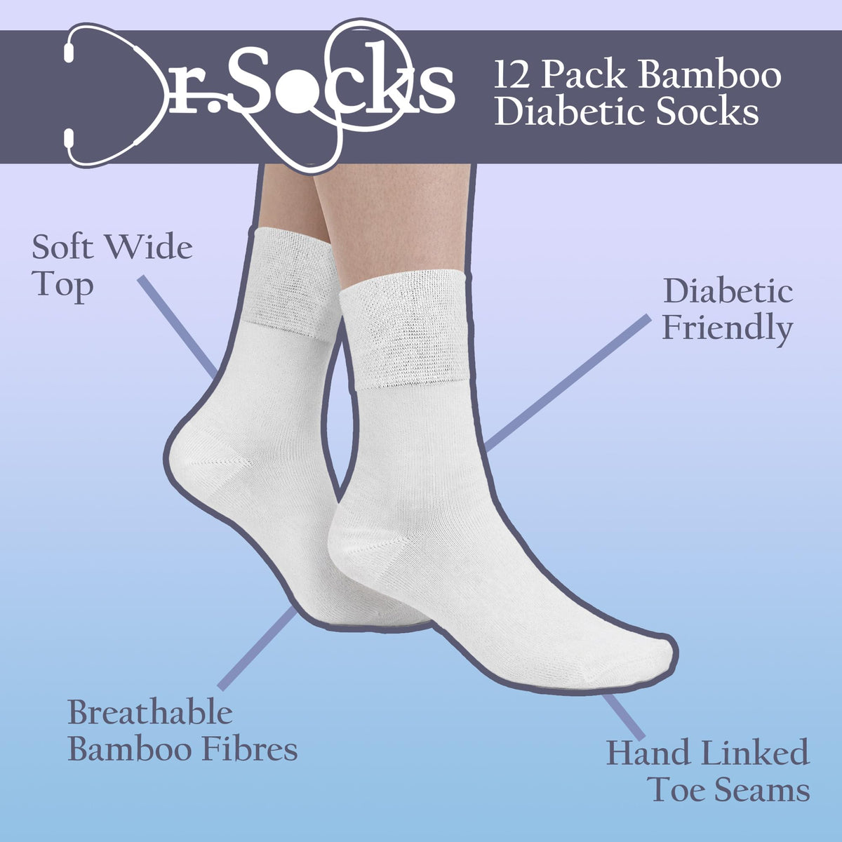 12 Pairs Womens Seamless Diabetic Socks N511717