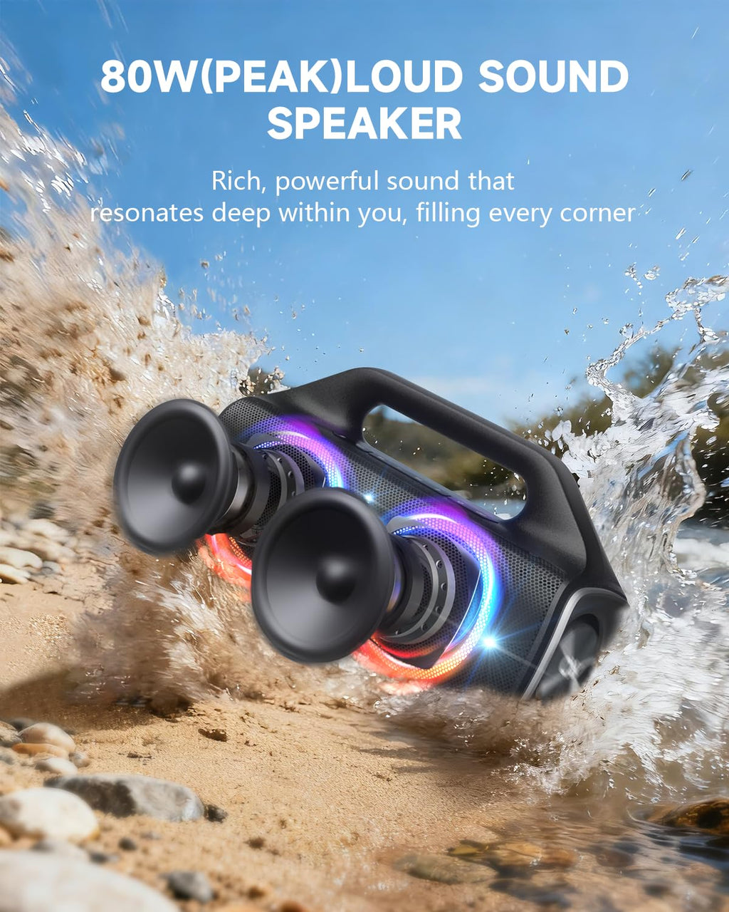 80W IP67 Waterproof Wireless Outdoor Bluetooth Speaker Q72522