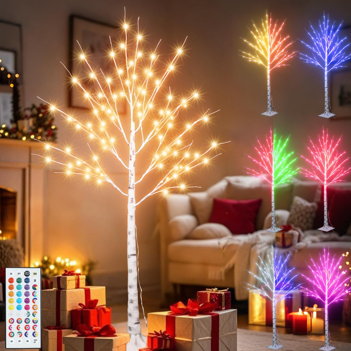 5 ft RGB Lighted Birch Tree I894099