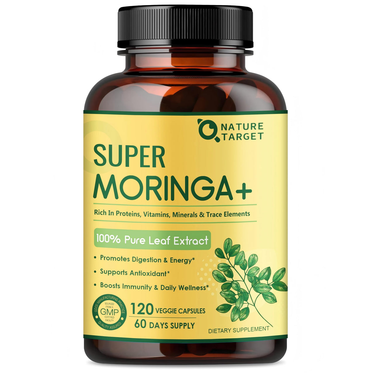 Pure Moringa Oleifera 1000mg Capsules, 120 Count X475