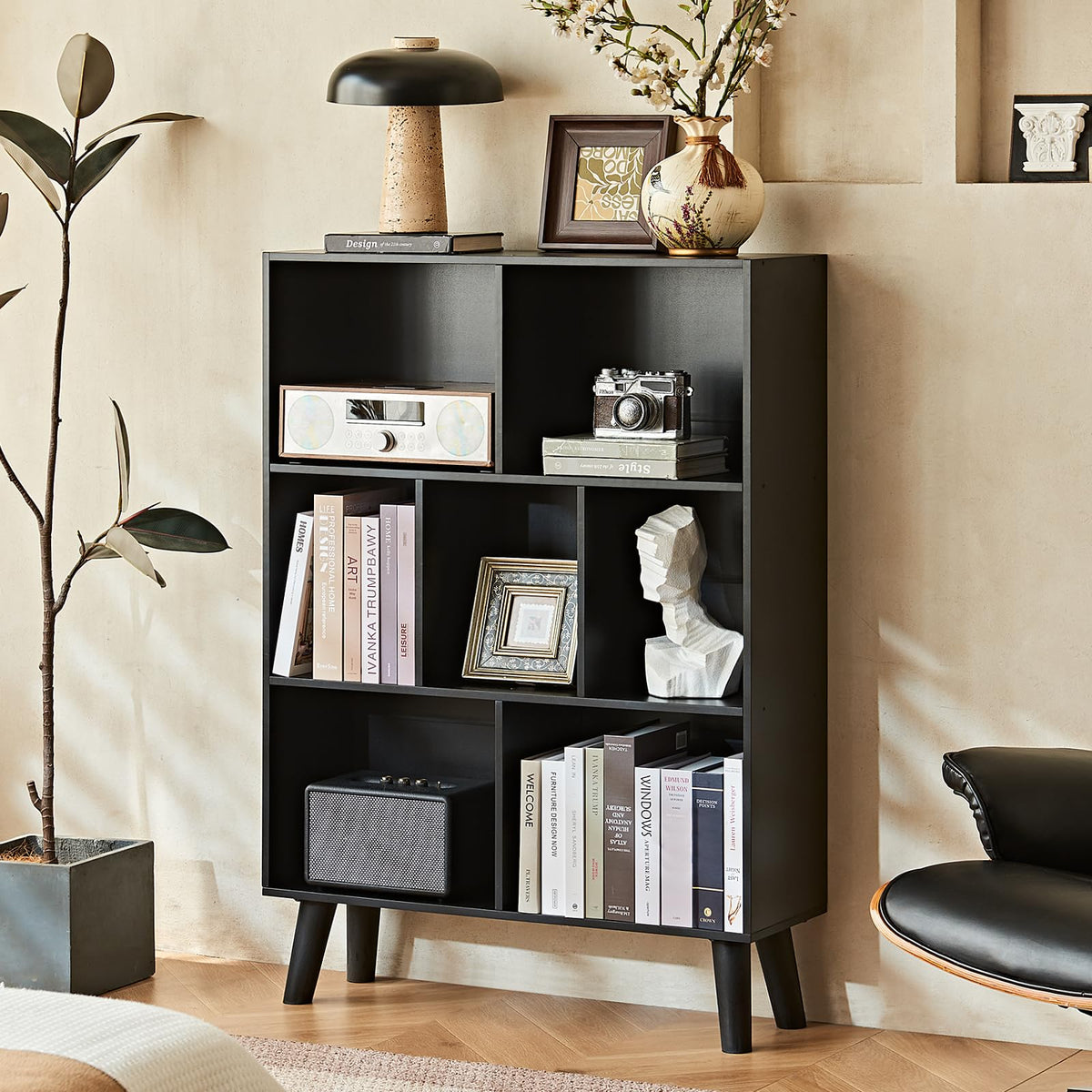 Black Cube Bookshelf with Legs Y81159