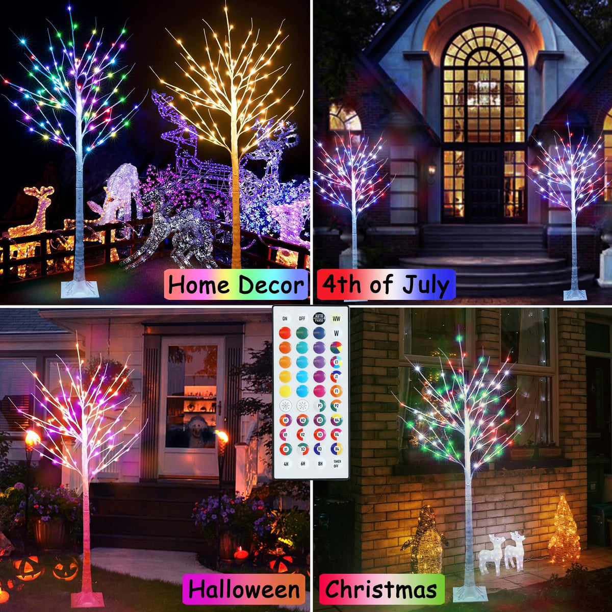 5 ft RGB Lighted Birch Tree I894099